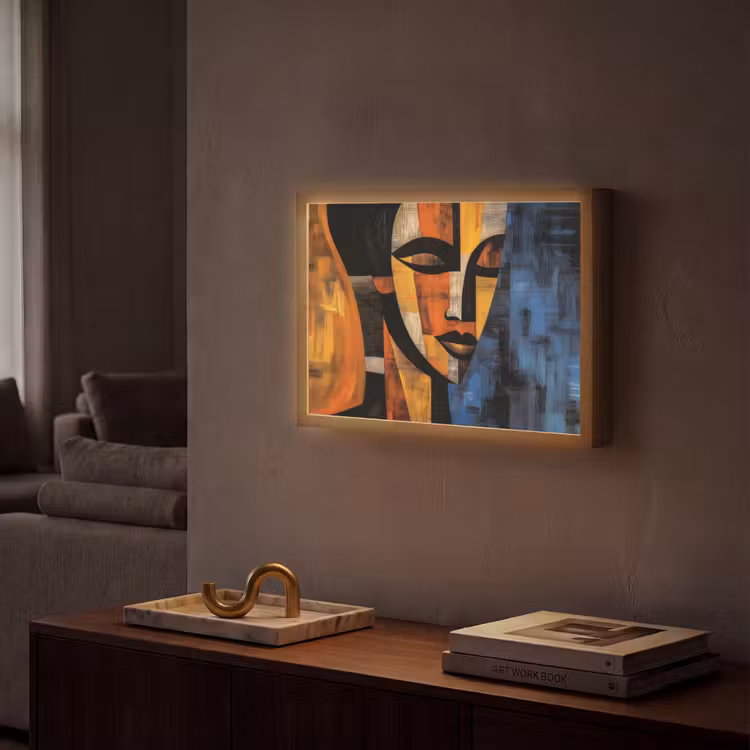 Abstract - Portret - Kleurvakken Light Box met batterij (Wandlamp) middel -sfeer1