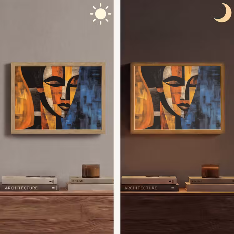 Abstract - Portret - Kleurvakken Light Box met batterij (Wandlamp) middel -sfeer3