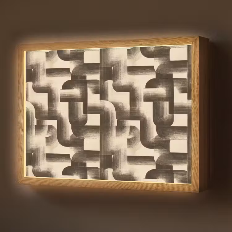Abstract - Retro - Zwart Light Box met batterij (Wandlamp) middel 907 -z3d_website