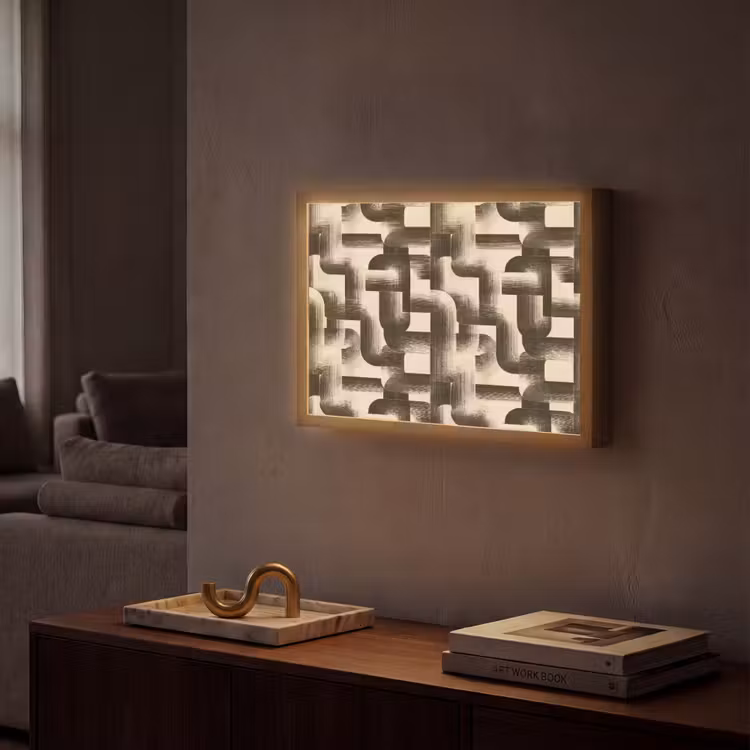Abstract - Retro - Zwart Light Box met batterij (Wandlamp) middel 907 -sfeer1