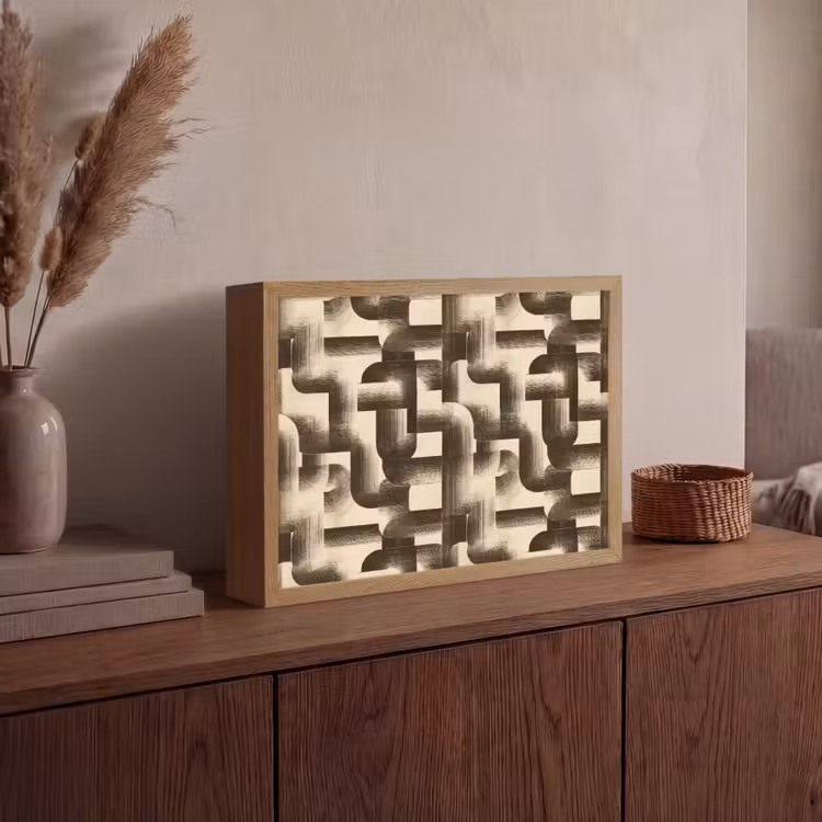 Abstract - Retro - Zwart Light Box met batterij (Wandlamp) middel 907 -sfeer2