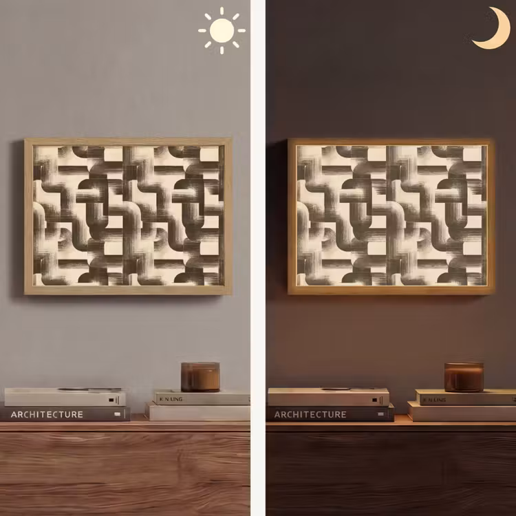 Abstract - Retro - Zwart Light Box met batterij (Wandlamp) middel 907 -sfeer3
