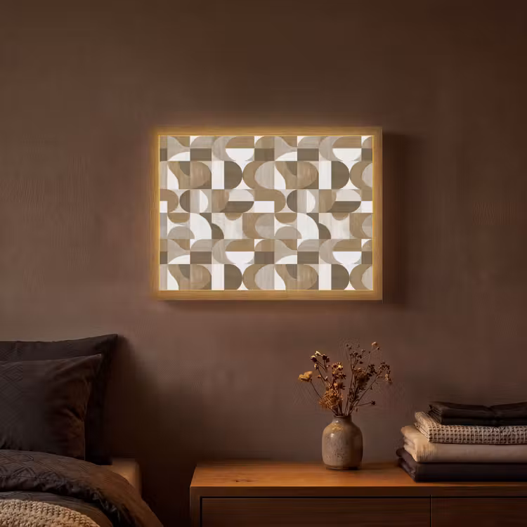 Abstract - Retro - Bruin Light Box met batterij (Wandlamp) middel 907 -sfeer4