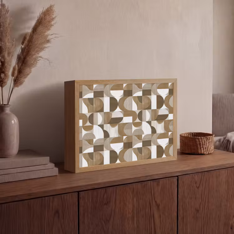 Abstract - Retro - Bruin Light Box met batterij (Wandlamp) middel 907 -sfeer2