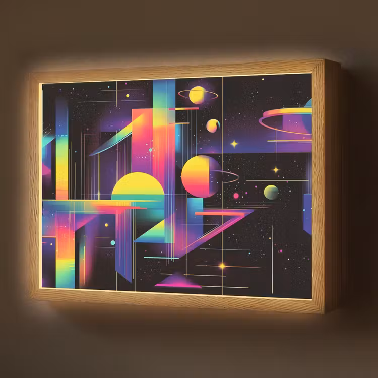 Abstract - Vormen - Kleurrijk - Lijnen Light Box met batterij (Wandlamp) middel -z3d_website