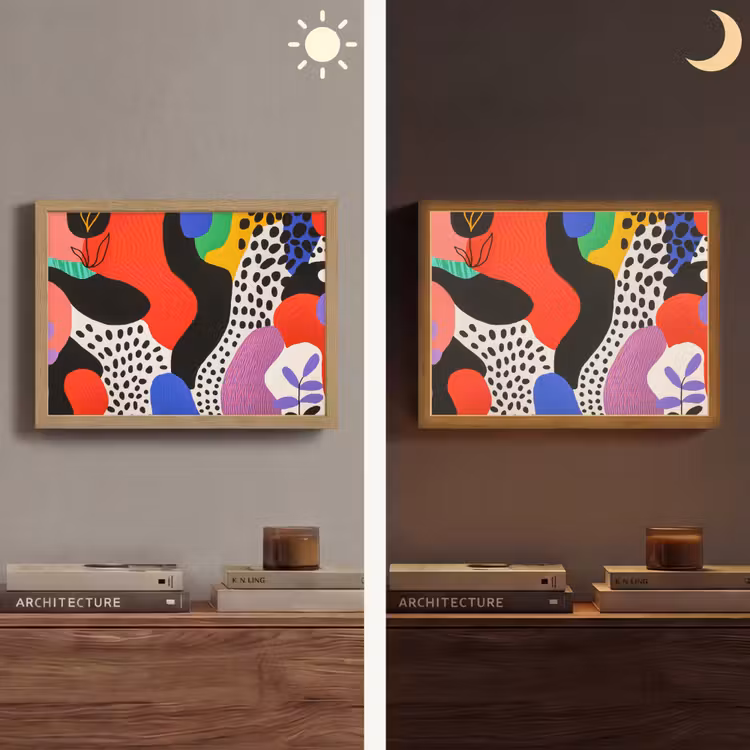 Abstract - Vormen - Kleuren - Stippen Light Box met batterij (Wandlamp) middel -sfeer3