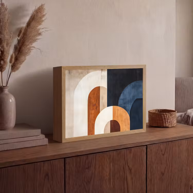 Abstract - Vormen - Donkerblauw Light Box met batterij (Wandlamp) middel -sfeer2