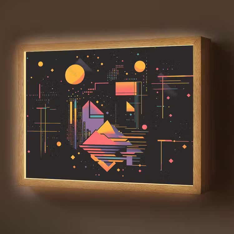 Abstract - Vormen - Lijnen - Kleurrijk Light Box met batterij (Wandlamp) middel -z3d_website