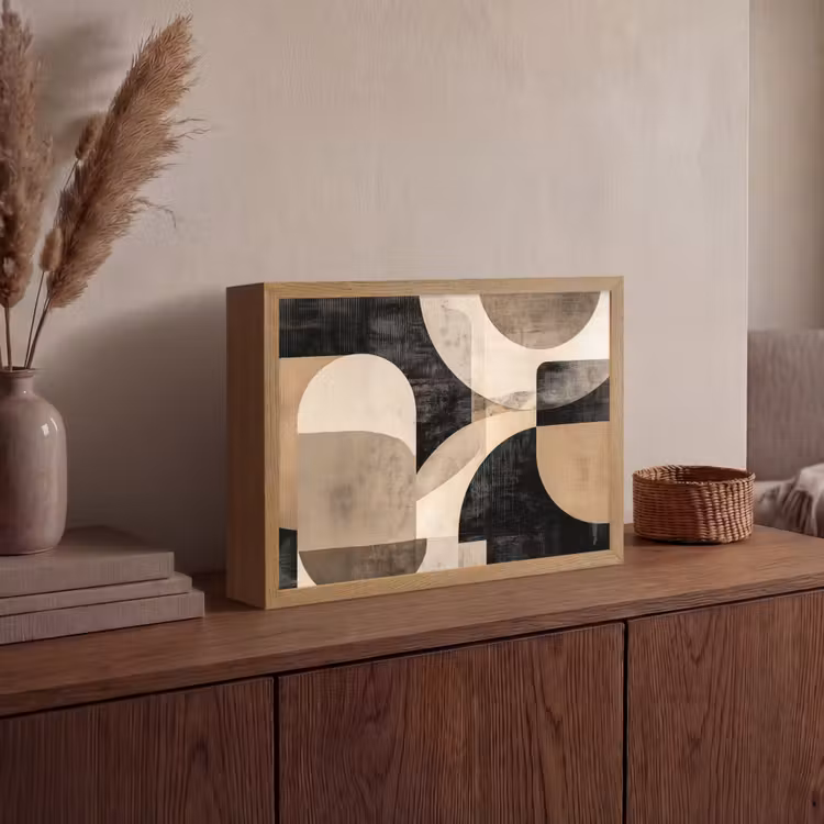 Abstract - Vormen - Modern - Beige Light Box met batterij (Wandlamp) middel -sfeer2