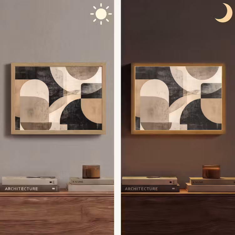 Abstract - Vormen - Modern - Beige Light Box met batterij (Wandlamp) middel -sfeer3