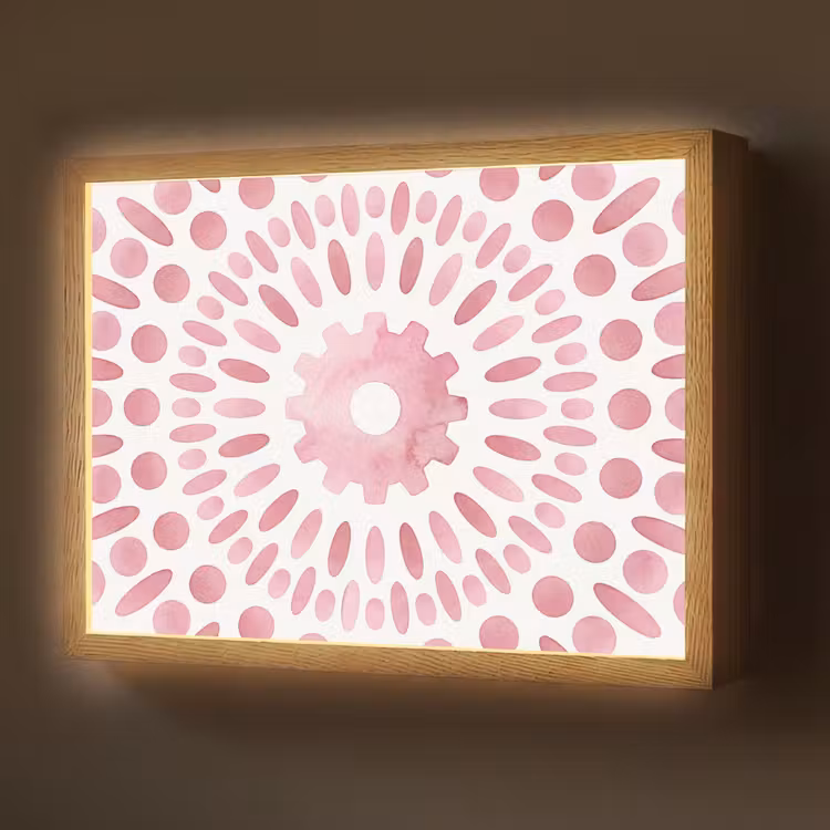 Abstract - Vormen - Patroon - Aquarel - Roze Light Box met batterij (Wandlamp) middel -z3d_website