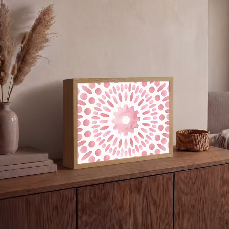 Abstract - Vormen - Patroon - Aquarel - Roze Light Box met batterij (Wandlamp) middel -sfeer2