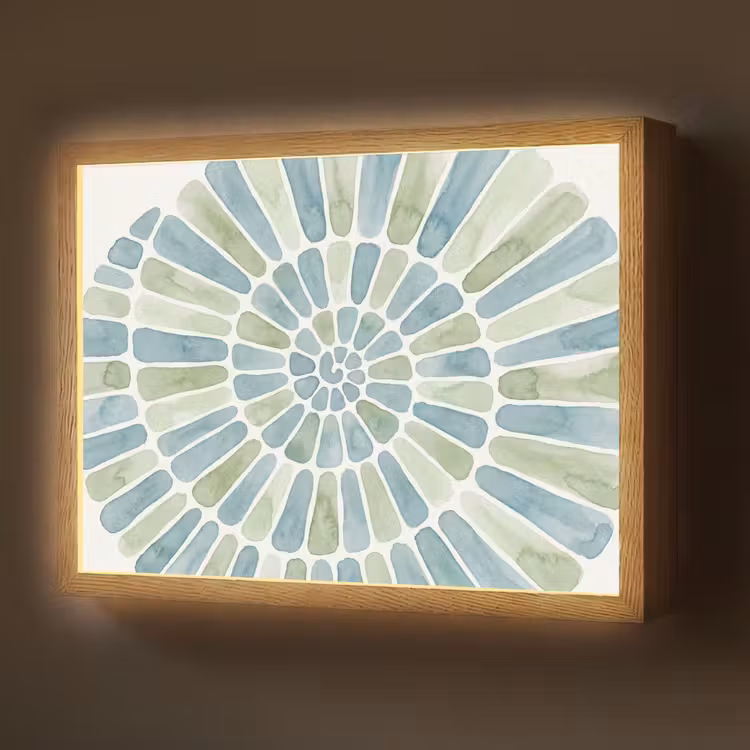 Abstract - Spiraal - Patroon - Modern - Blauw-Groen Light Box met batterij (Wandlamp) middel -z3d_website