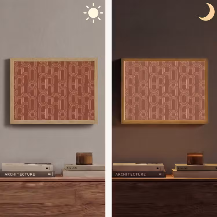 Abstract - Textuur - Bruin Light Box met batterij (Wandlamp) middel 907 -sfeer3