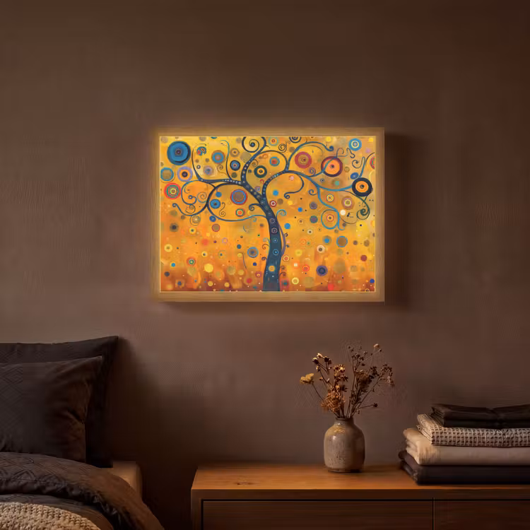 Abstract - Boom - Levensboom - Modern Light Box met batterij (Wandlamp) middel -sfeer4