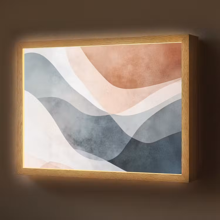 Abstract - Golven - Blauw Light Box met batterij (Wandlamp) middel -z3d_website