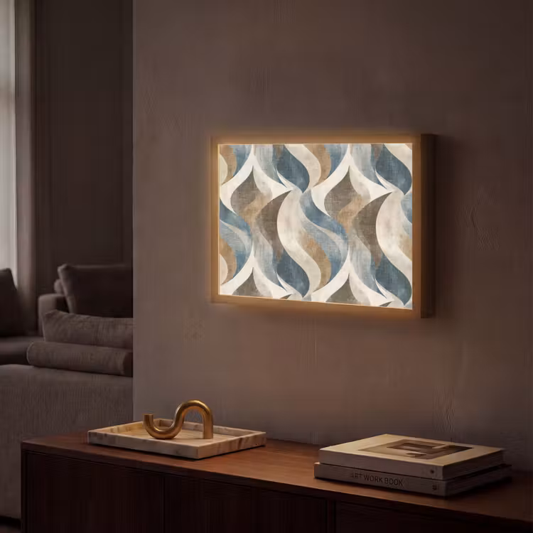 Abstract - Golven - Kleurrijk Light Box met batterij (Wandlamp) middel 907 -sfeer1