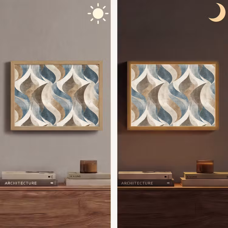 Abstract - Golven - Kleurrijk Light Box met batterij (Wandlamp) middel 907 -sfeer3
