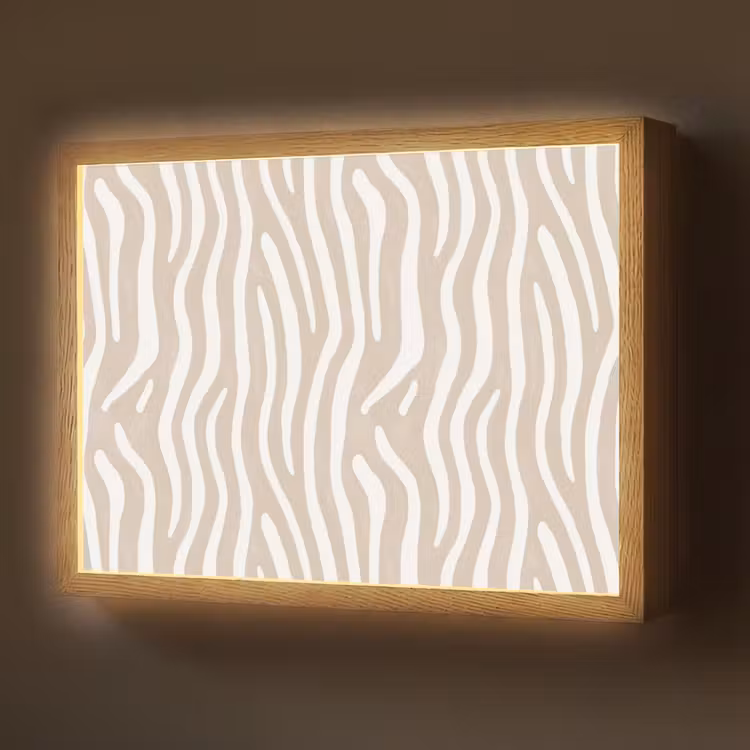 Abstract - Zebra - Beige Light Box met batterij (Wandlamp) middel 907 -z3d_website
