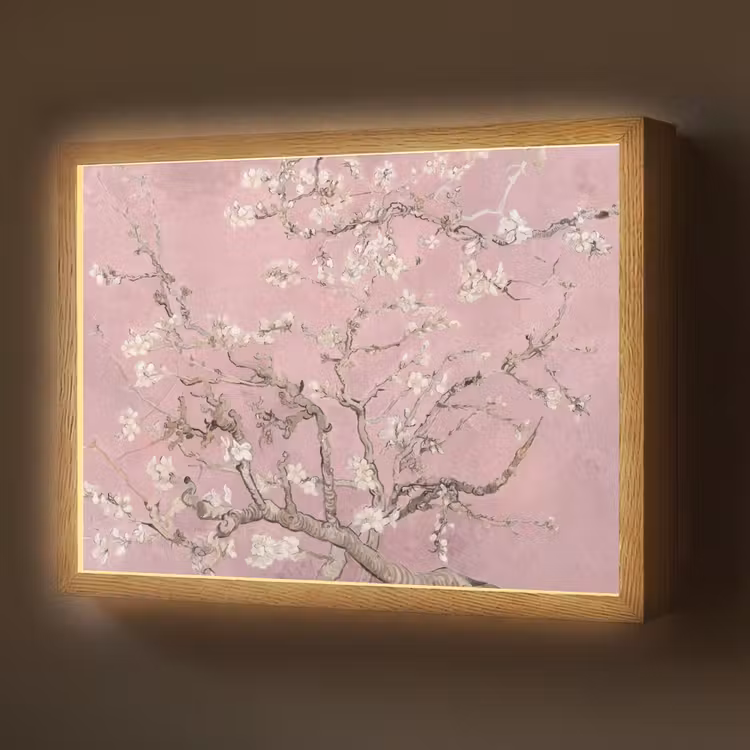 Amandelbloesem - Kunst - Van Gogh - Roze Light Box met batterij (Wandlamp) middel -z3d_website