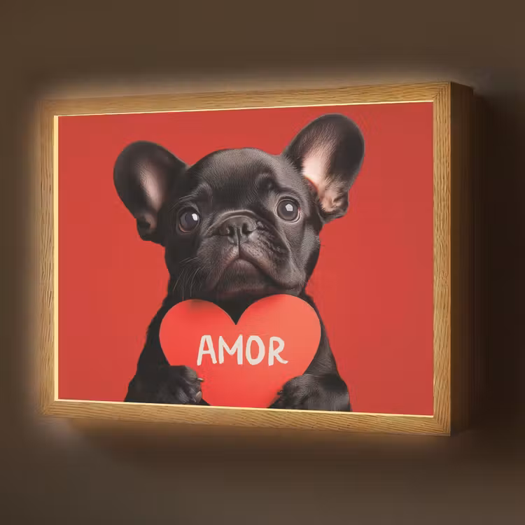 Amor - Hond  - Hartje - Rood Light Box met batterij (Wandlamp) middel -z3d_website