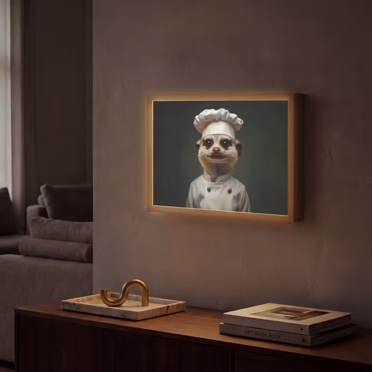 Dier - Kok - Stokstaartje Light Box met batterij (Wandlamp) middel -sfeer1