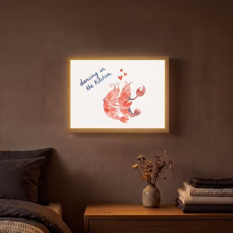 Dier - Dans - Liefde - Waterverf - Rood Light Box met batterij (Wandlamp) middel -sfeer4