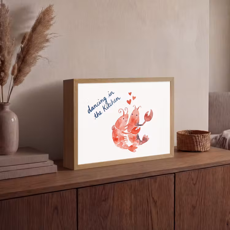 Dier - Dans - Liefde - Waterverf - Rood Light Box met batterij (Wandlamp) middel -sfeer2