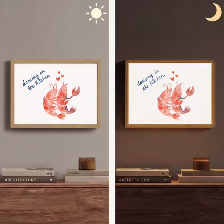 Dier - Dans - Liefde - Waterverf - Rood Light Box met batterij (Wandlamp) middel -sfeer3