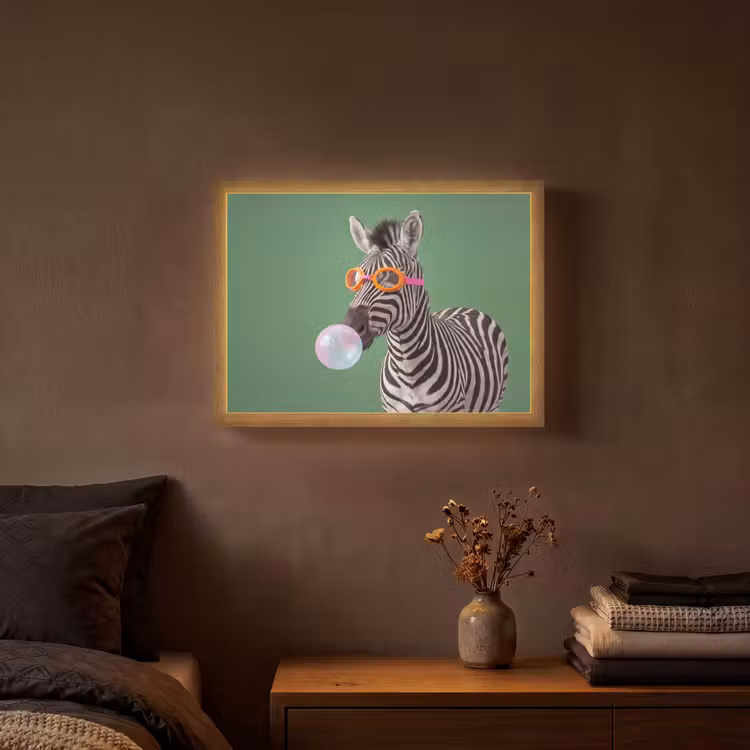 Dier - Bril - Bel - Modern - Groen Light Box met batterij (Wandlamp) middel -sfeer4