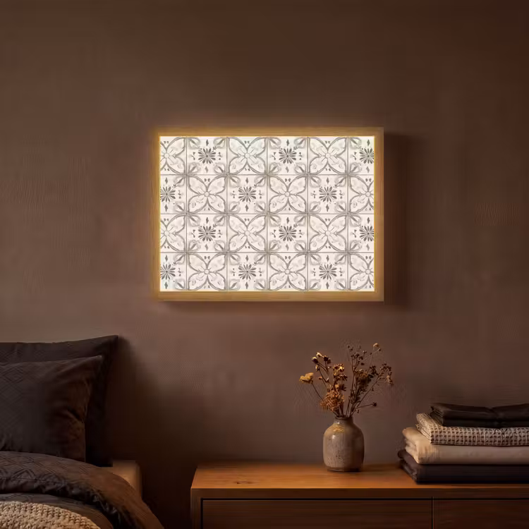 Antiek - Tegel - Beige Light Box met batterij (Wandlamp) middel 907 -sfeer4