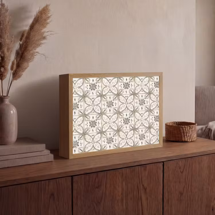 Antiek - Tegel - Beige Light Box met batterij (Wandlamp) middel 907 -sfeer2