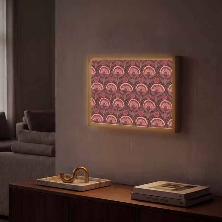 Antiek - Bloemen - Kleurrijk Light Box met batterij (Wandlamp) middel 907 -sfeer1
