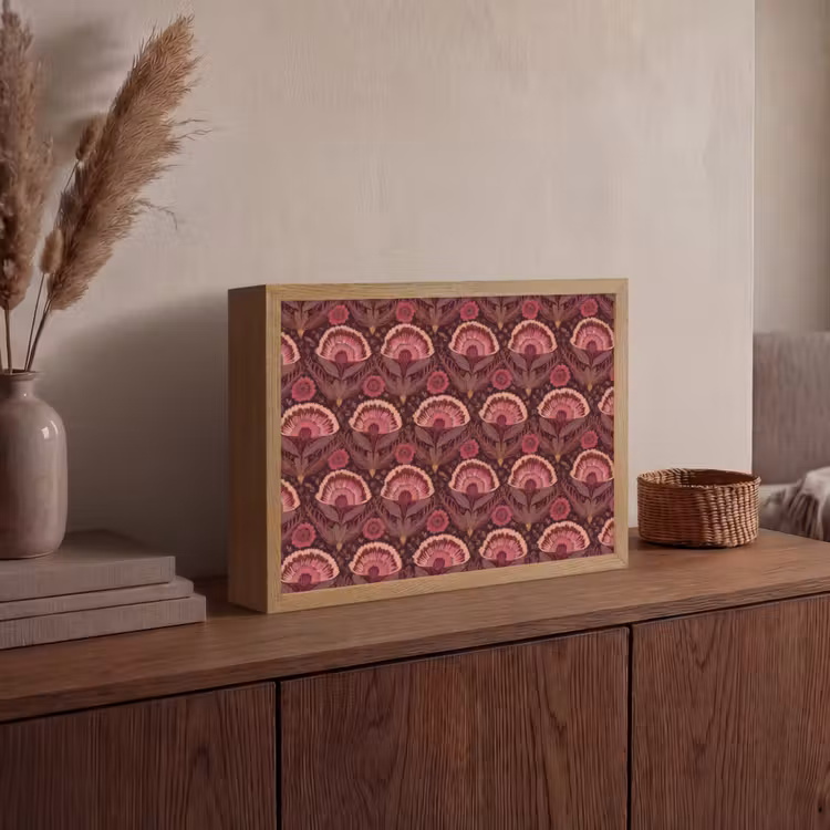 Antiek - Bloemen - Kleurrijk Light Box met batterij (Wandlamp) middel 907 -sfeer2