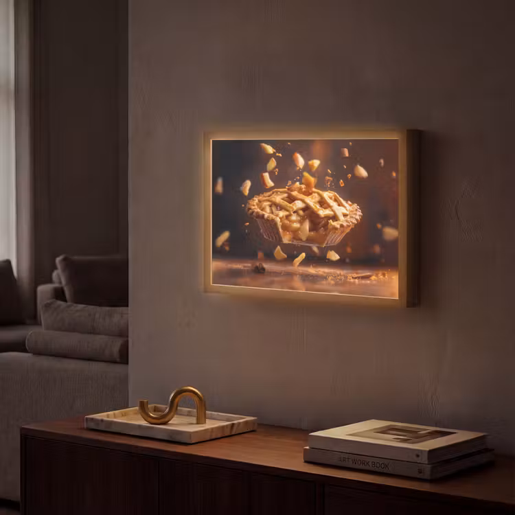 Appel - Taart - Warm - Eten Light Box met batterij (Wandlamp) middel -sfeer1