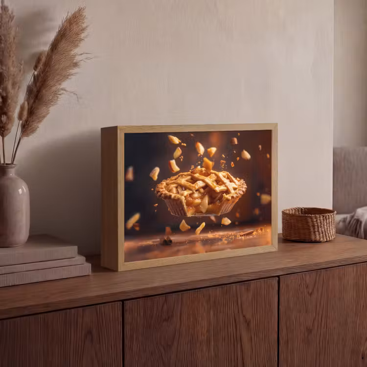 Appel - Taart - Warm - Eten Light Box met batterij (Wandlamp) middel -sfeer2