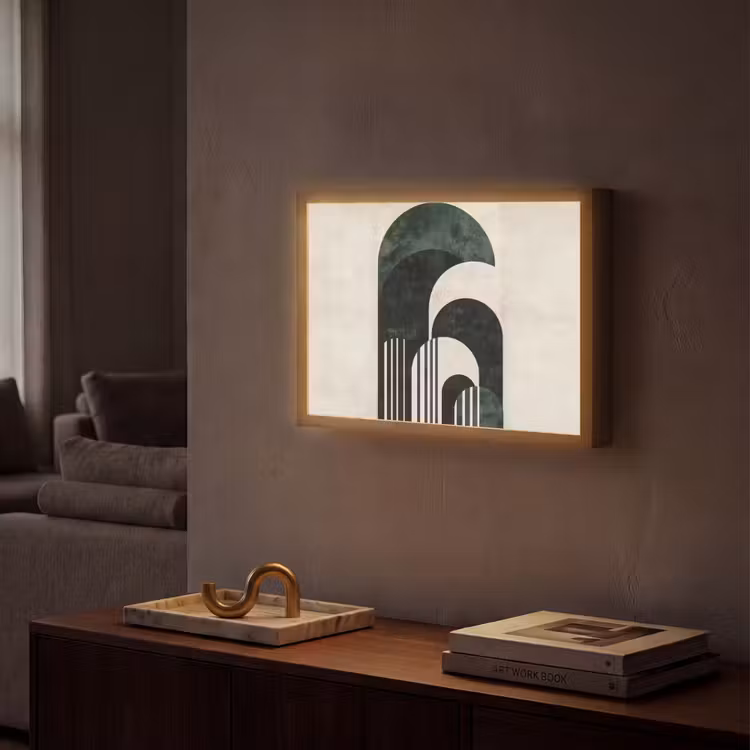 Bogen - Donkergroen - Lijnen Light Box met batterij (Wandlamp) middel -sfeer1