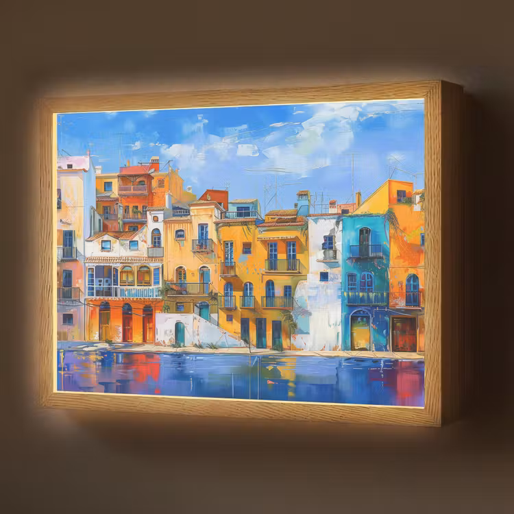 Architectuur - Kleurrijk - Kunst - Modern Light Box met batterij (Wandlamp) middel -z3d_website