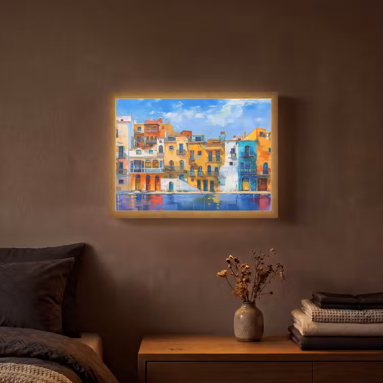 Architectuur - Kleurrijk - Kunst - Modern Light Box met batterij (Wandlamp) middel -sfeer4