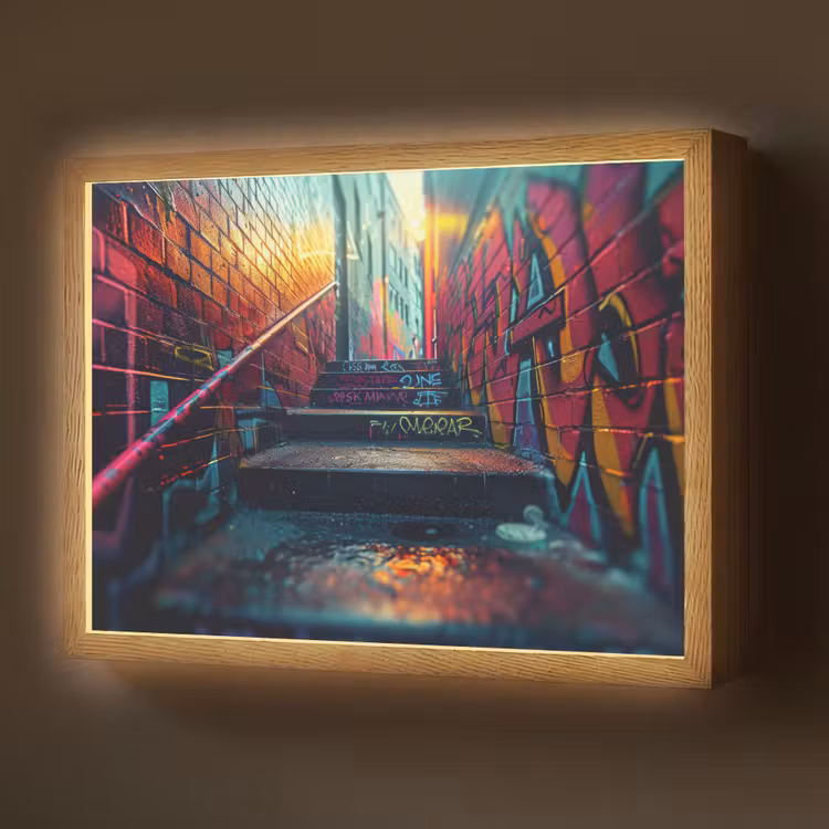 Architectuur - Neon - Trap - Graffiti Light Box met batterij (Wandlamp) middel -z3d_website