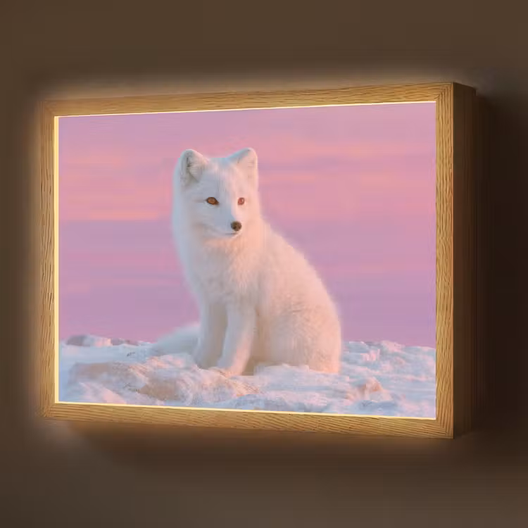 Poolvos - Sneeuw - Roze Light Box met batterij (Wandlamp) middel -z3d_website