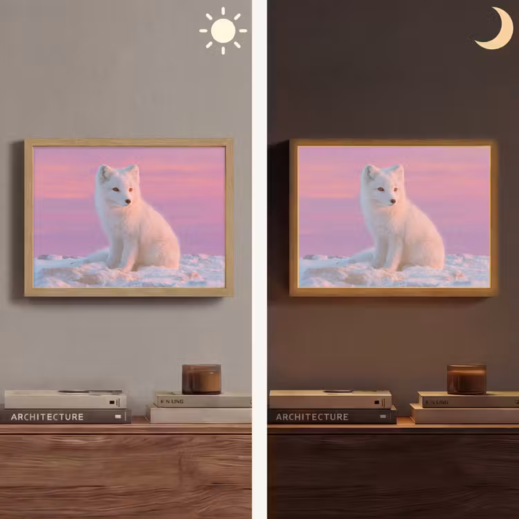 Poolvos - Sneeuw - Roze Light Box met batterij (Wandlamp) middel -sfeer3