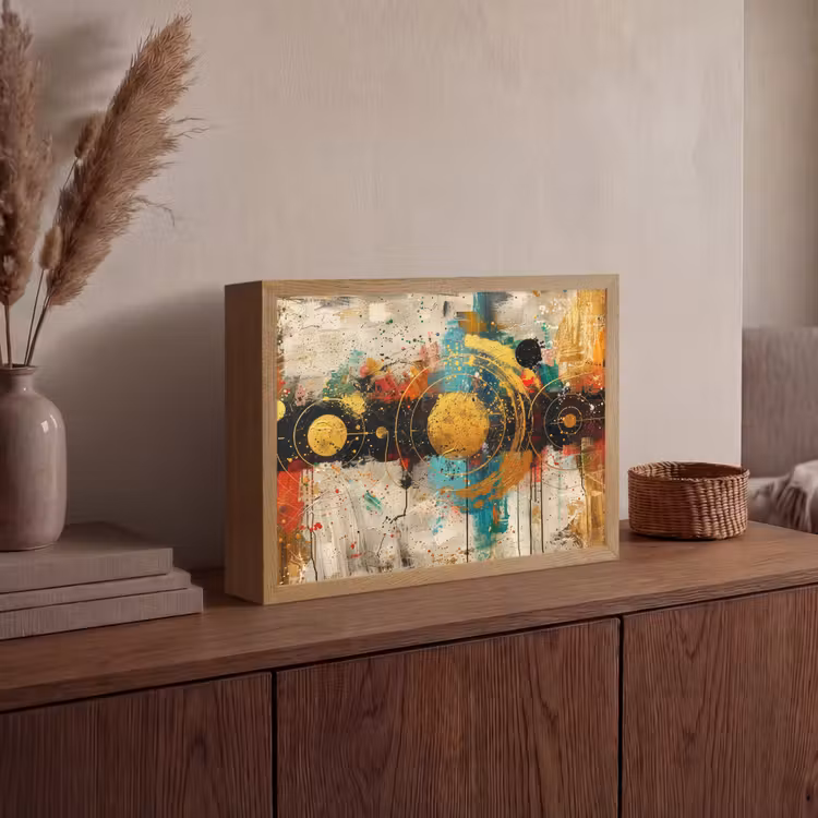 Kunst - Abstract - Aesthetic - Goud Light Box met batterij (Wandlamp) middel -sfeer2
