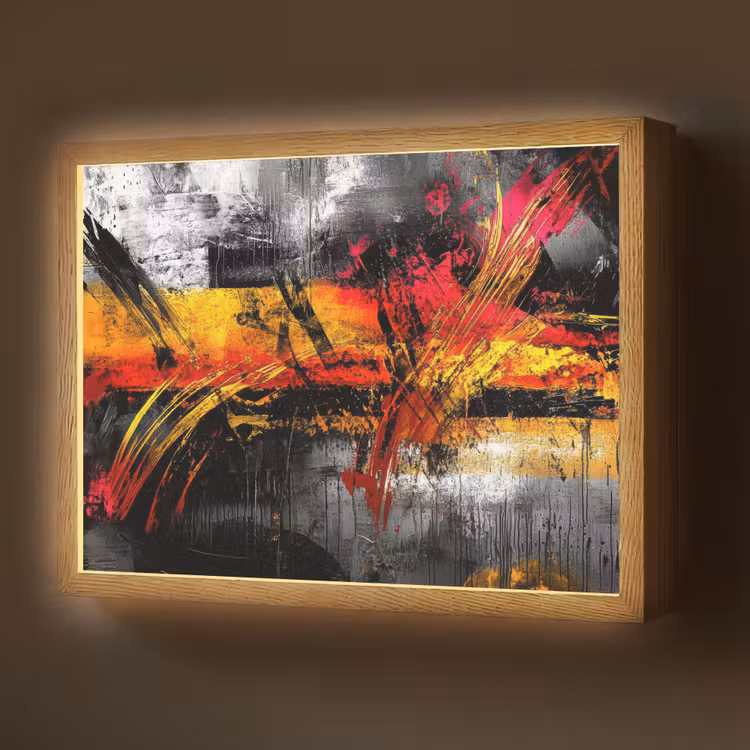 Kunst - Zwart - Abstract Light Box met batterij (Wandlamp) middel -z3d_website