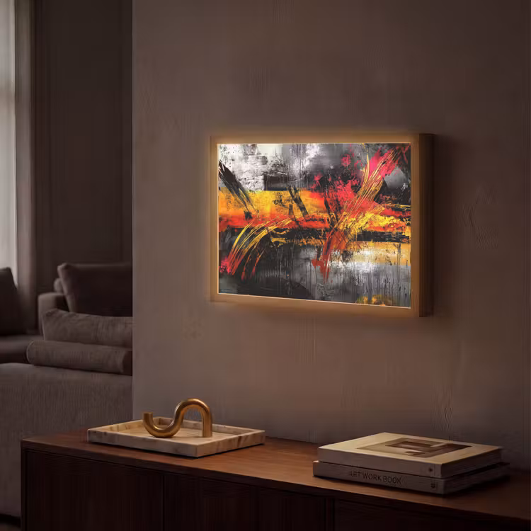 Kunst - Zwart - Abstract Light Box met batterij (Wandlamp) middel -sfeer1