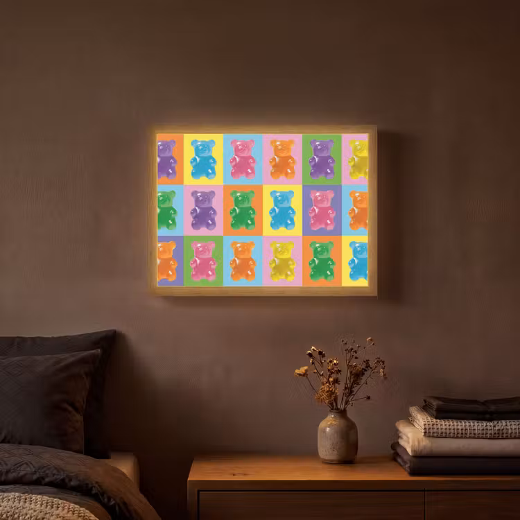 Art- Snoep - Kleurrijk Light Box met batterij (Wandlamp) middel -sfeer4