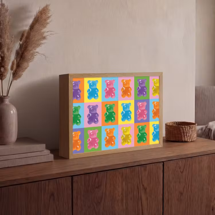 Art- Snoep - Kleurrijk Light Box met batterij (Wandlamp) middel -sfeer2