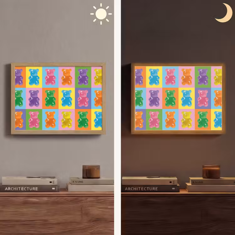 Art- Snoep - Kleurrijk Light Box met batterij (Wandlamp) middel -sfeer3