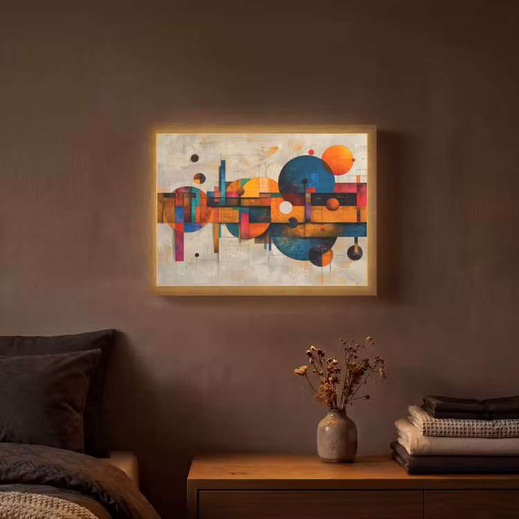 Kunst - Kleurrijk - Modern - Vormen Light Box met batterij (Wandlamp) middel -sfeer4