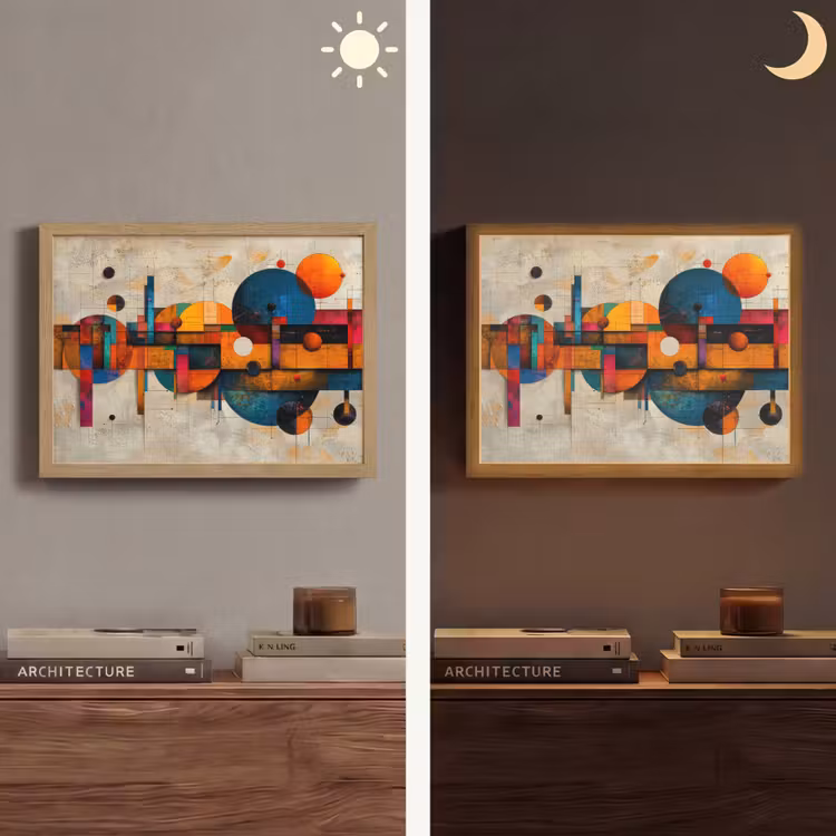 Kunst - Kleurrijk - Modern - Vormen Light Box met batterij (Wandlamp) middel -sfeer3